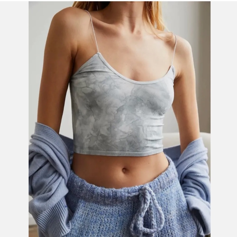 Free People Intimately Skinny Strap Brami Crop Top Tie Dye